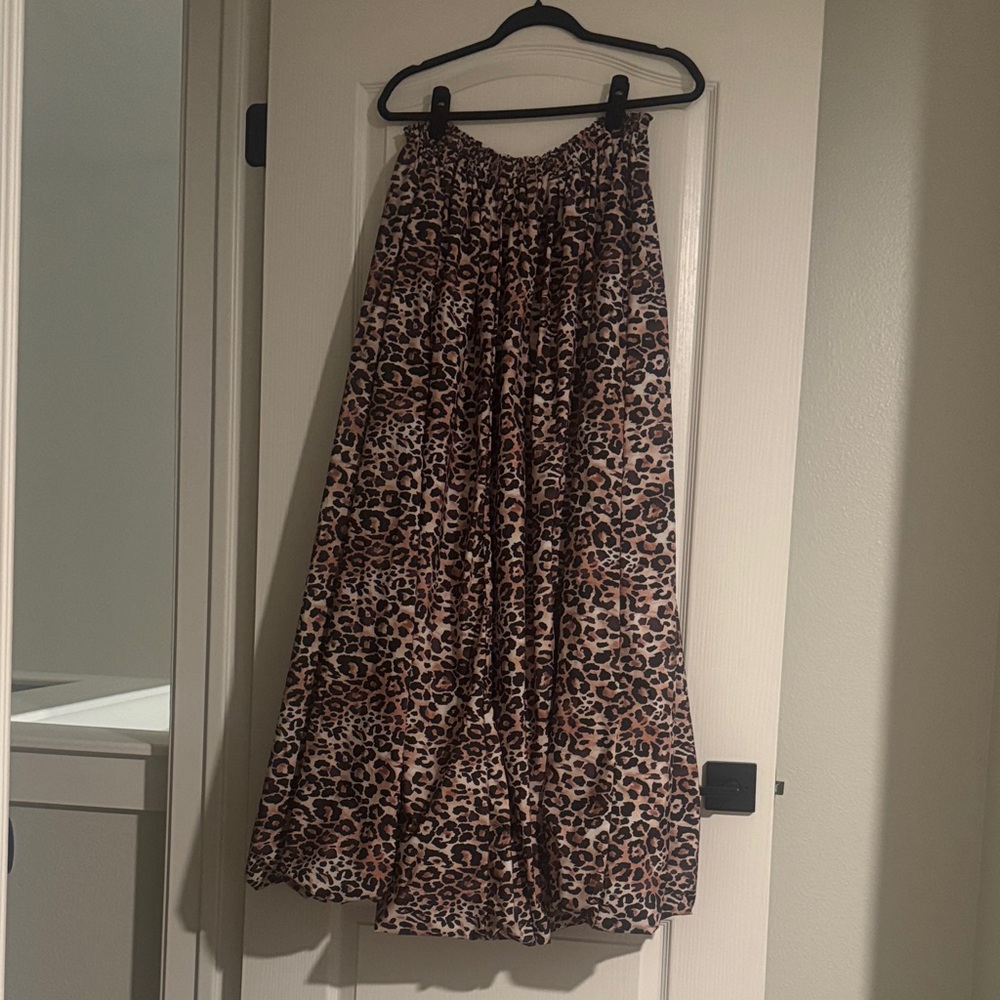 Anthropologie Leopard-Print Maxi Skirt in Brown Tones